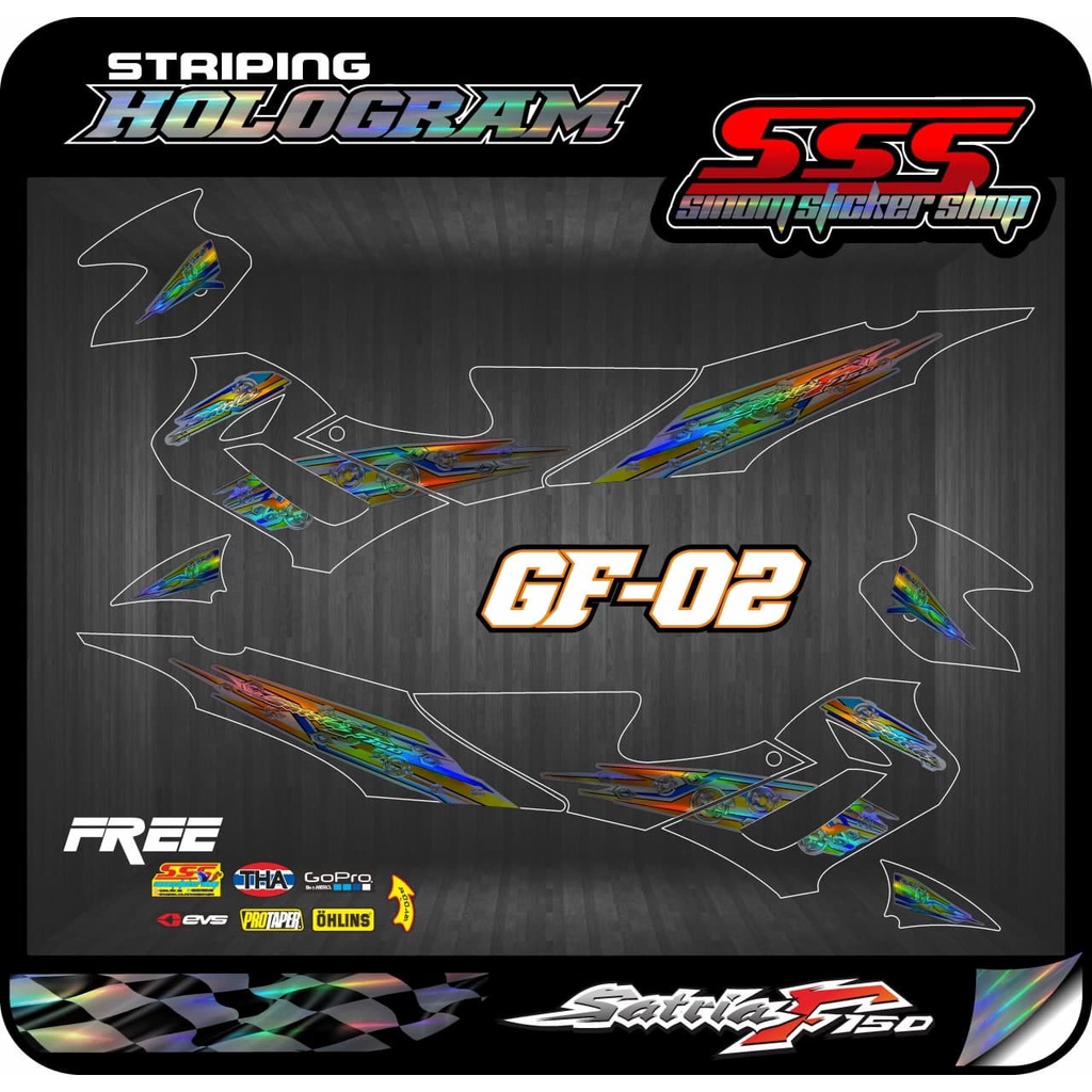 Satria FU Striping Transparan Hologram Satria Fu Barong/Old Kode GF-02