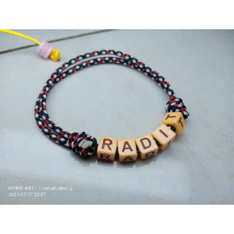 gelang nama huruf motif kayu / gelang perusik