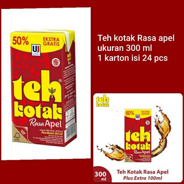 

Teh kotak rasa apel 300ml isi 24 pcs