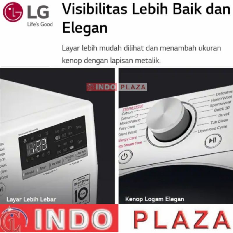 MESIN CUCI FRONT LOADING 9 KG / 9KG LG FV1409S4W SMART THINQ WIFI