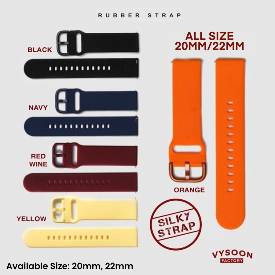 Tali Karet Jam Tangan Ukuran 20mm / Strap Silicone Karet Rubber 20mm