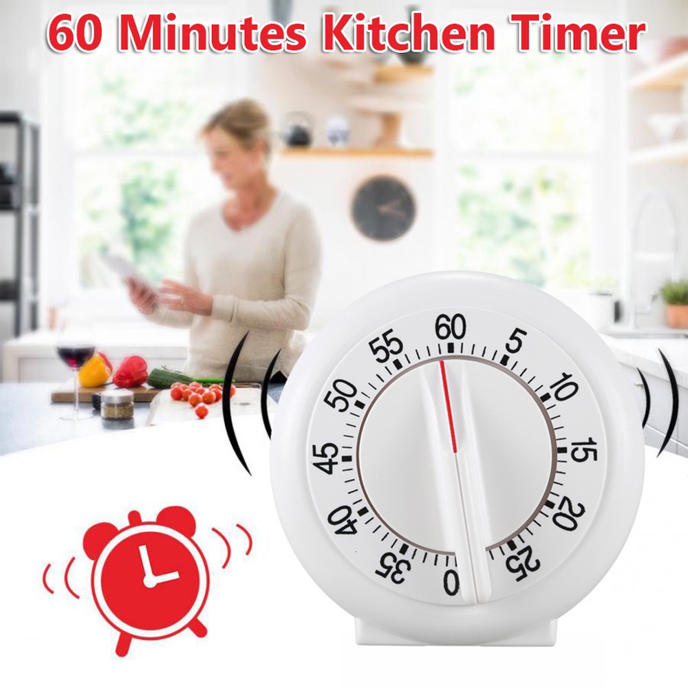 REBUY 60 Minutes Cooking Tool Loud Time Reminder Kitchen Timer Gadget Household Mechanical Countdown Home Chronograph Alarm Clock/Multicolor