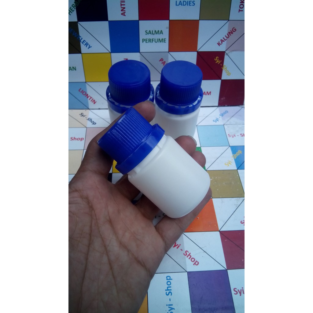 Botol Plastik Labor 50 ml Putih Susu Tutup Biru