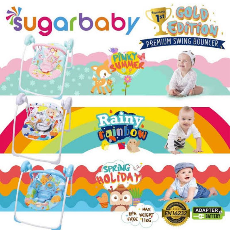 PREMIUM Swing Bouncer Electric - Ayunan Elektrik Bayi Otomatis SugarBaby