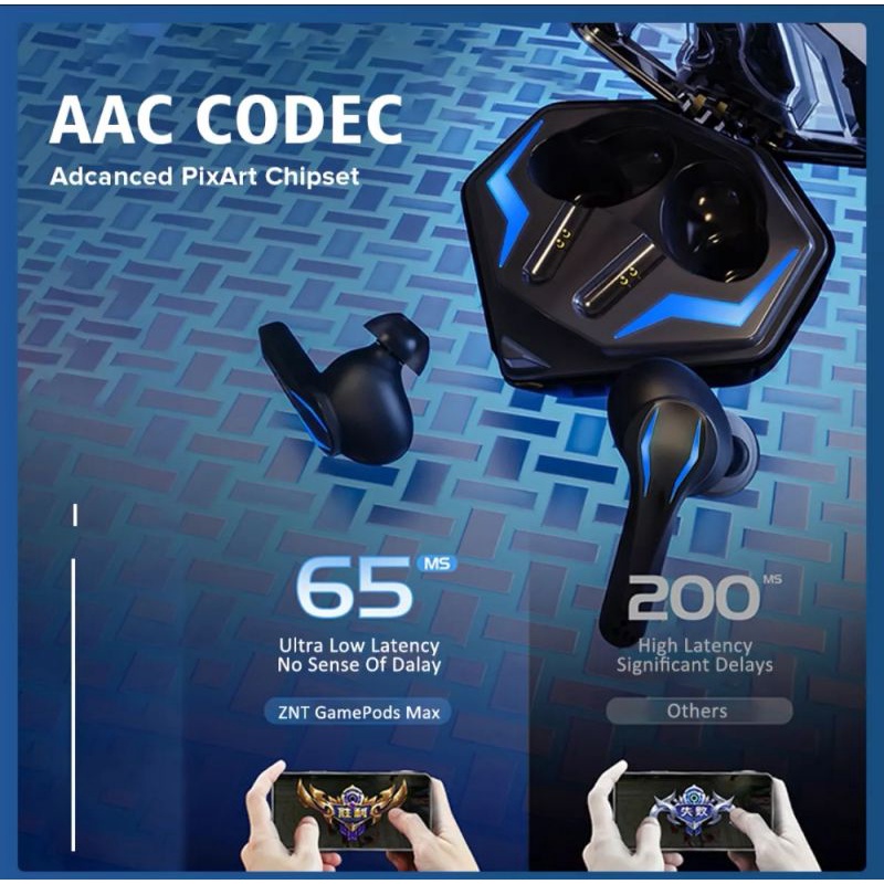 ZNT Gamepods Max Gaming Wireless Bluetooth 5.0 PixArt Chip Gen 2 Original