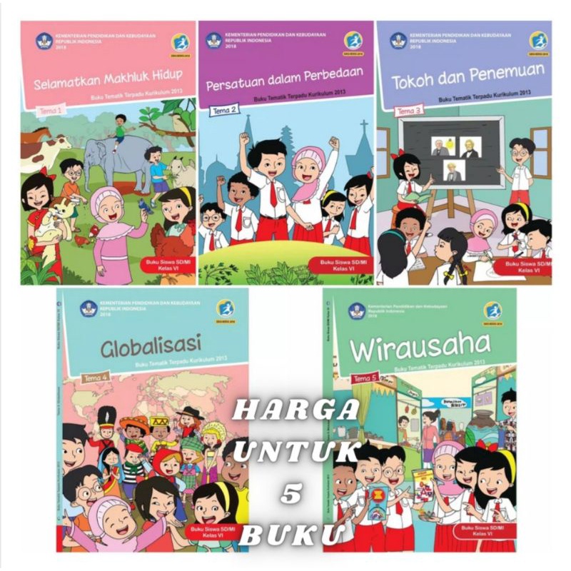 PAKET BUKU TEMATIK KELAS 6 SD TEMA 1 2 3 4 5 KURIKULUM 2013 REVISI KEMENDIKBUD