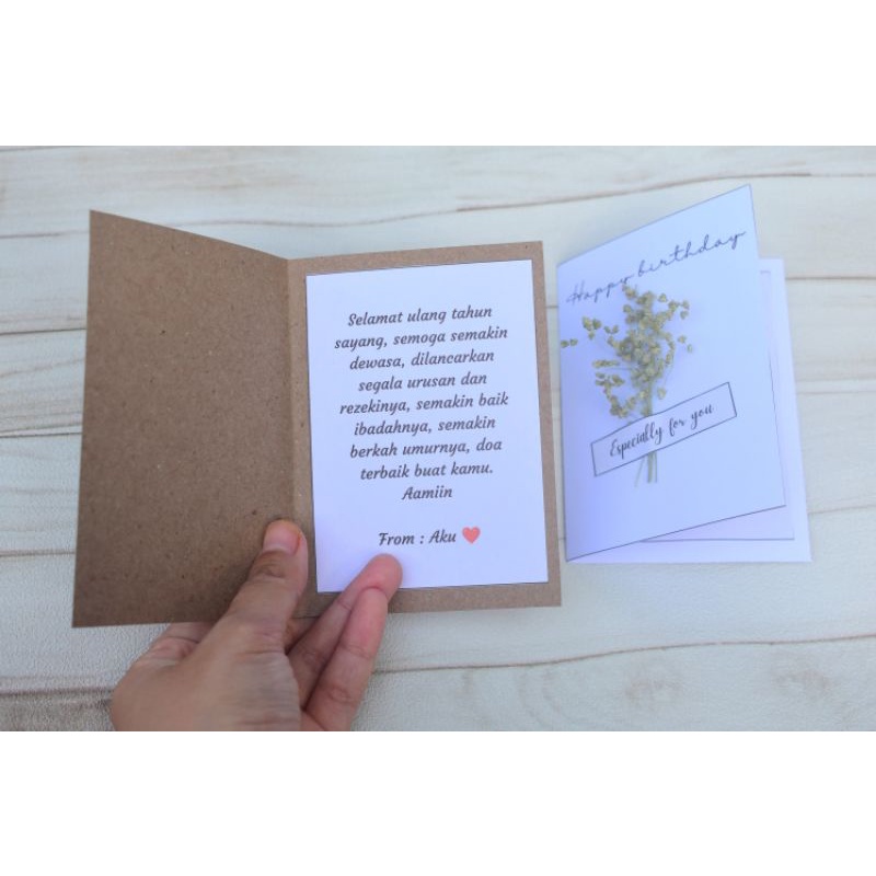 kartu ucapan greeting card custom aesthetic vintage bunga kering