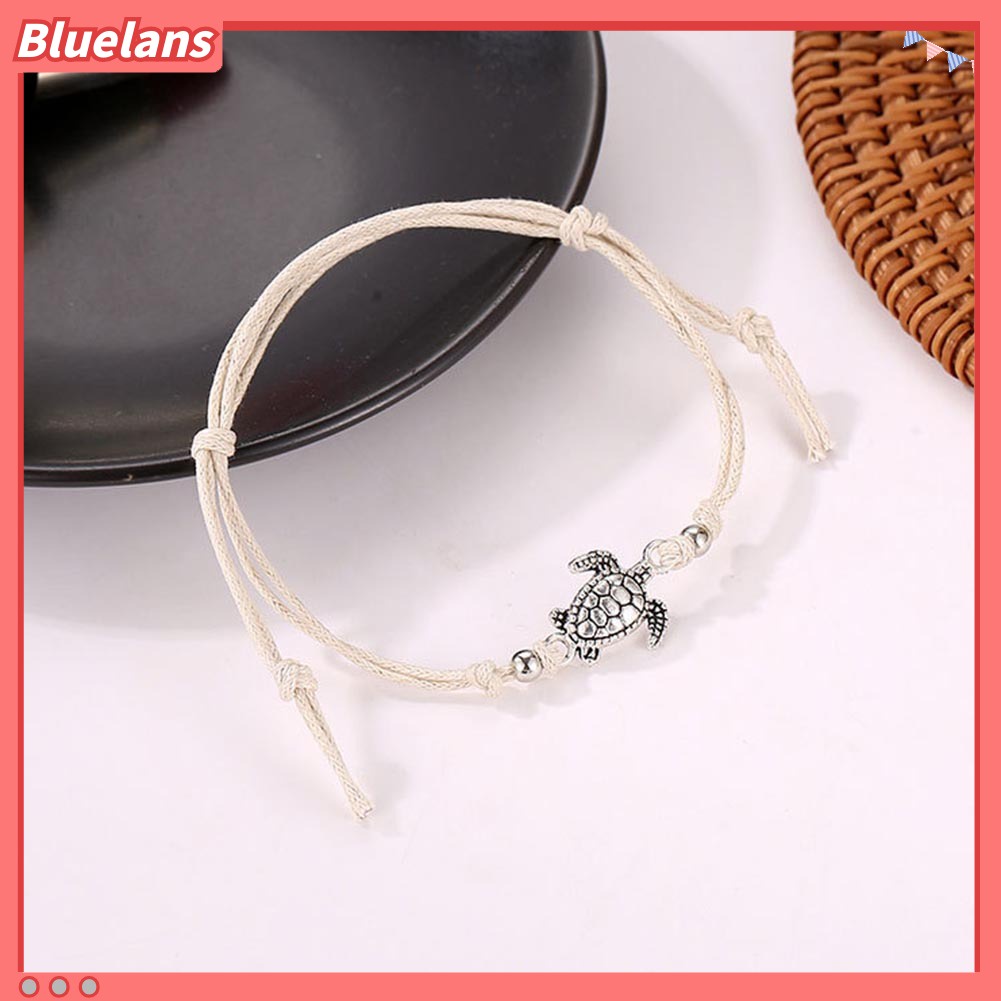 Bluelans Vintage Turtle Charm Handmade Woven Ankle Bracelet Anklet Women Beach Jewelry