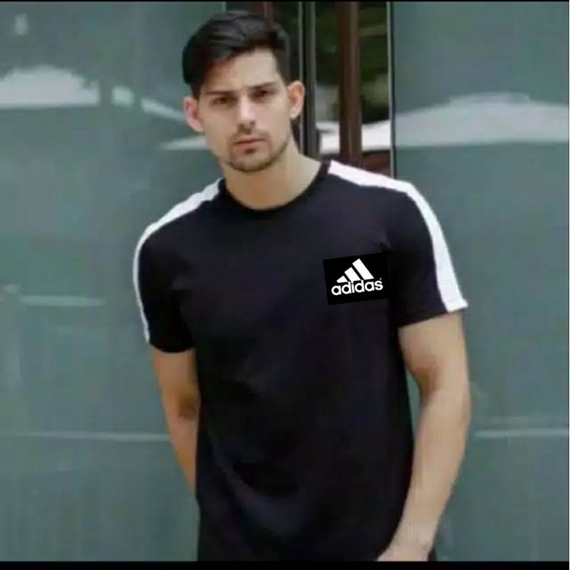 KAOS HITAM STRIP PUTIH ADIDAS