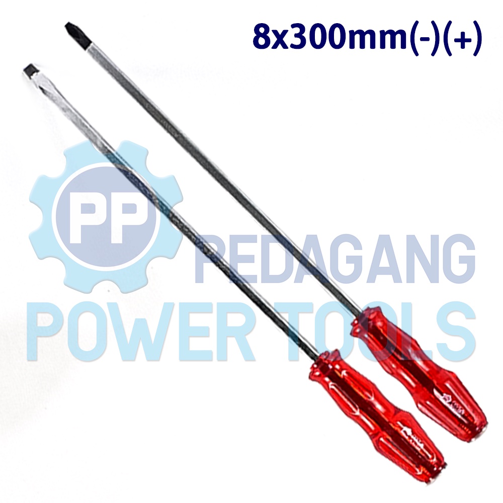 PAKET 2 SET BISON 12&quot; OBENG TEMBUS PLUS MIN KETOK GO THRU SCREWDRIVER