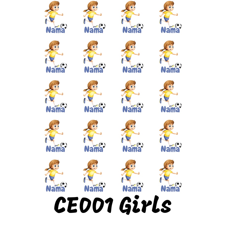 

Sticker Nama Cutting Label Waterproof Tahan Air Girls Sport 01 (CE001)