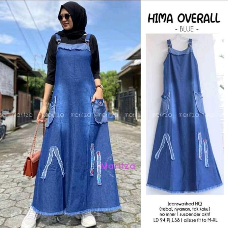 HIMA OVERALL | Overal Jeans Wanita HQ Fit M-XL | Baju Kodok Jeans Wanita Kekinian