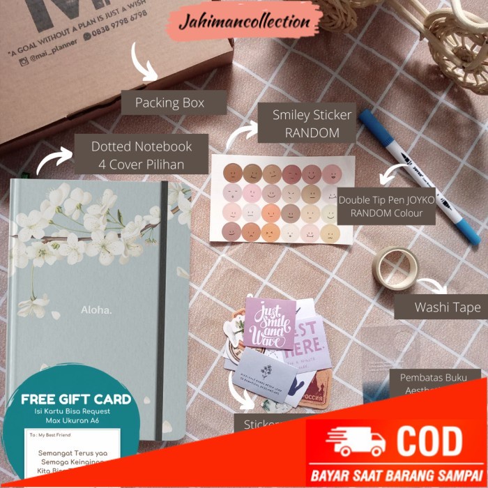 

✨ BISA COD ✨ Dotted Notebook Buku Catatan hvs 100 gsm - Aloha Flower