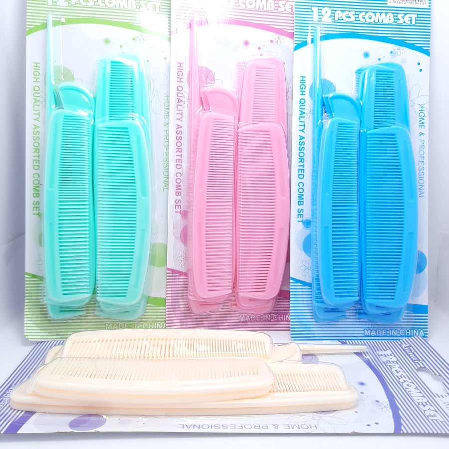 SISIR RAMBUT ISI 12 PCS/ SISIR RAMBUT BESAR GAGANG ISI BANYAK/ SISIR RAMBUT PERSET ISI 12 PCS RANDOM