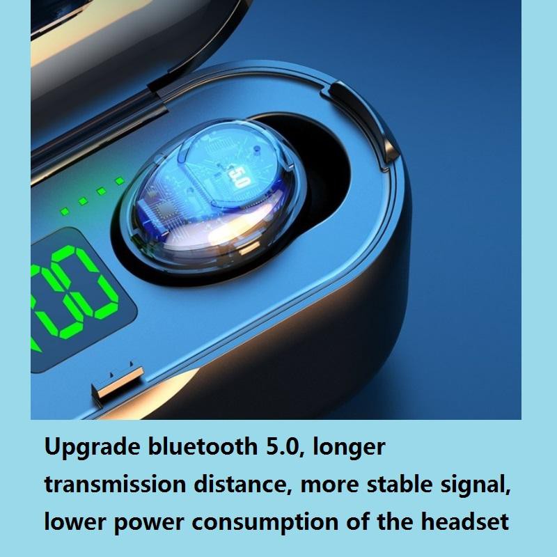 Headset Bluetooth LED Digital F9-8 TWS Super Bass