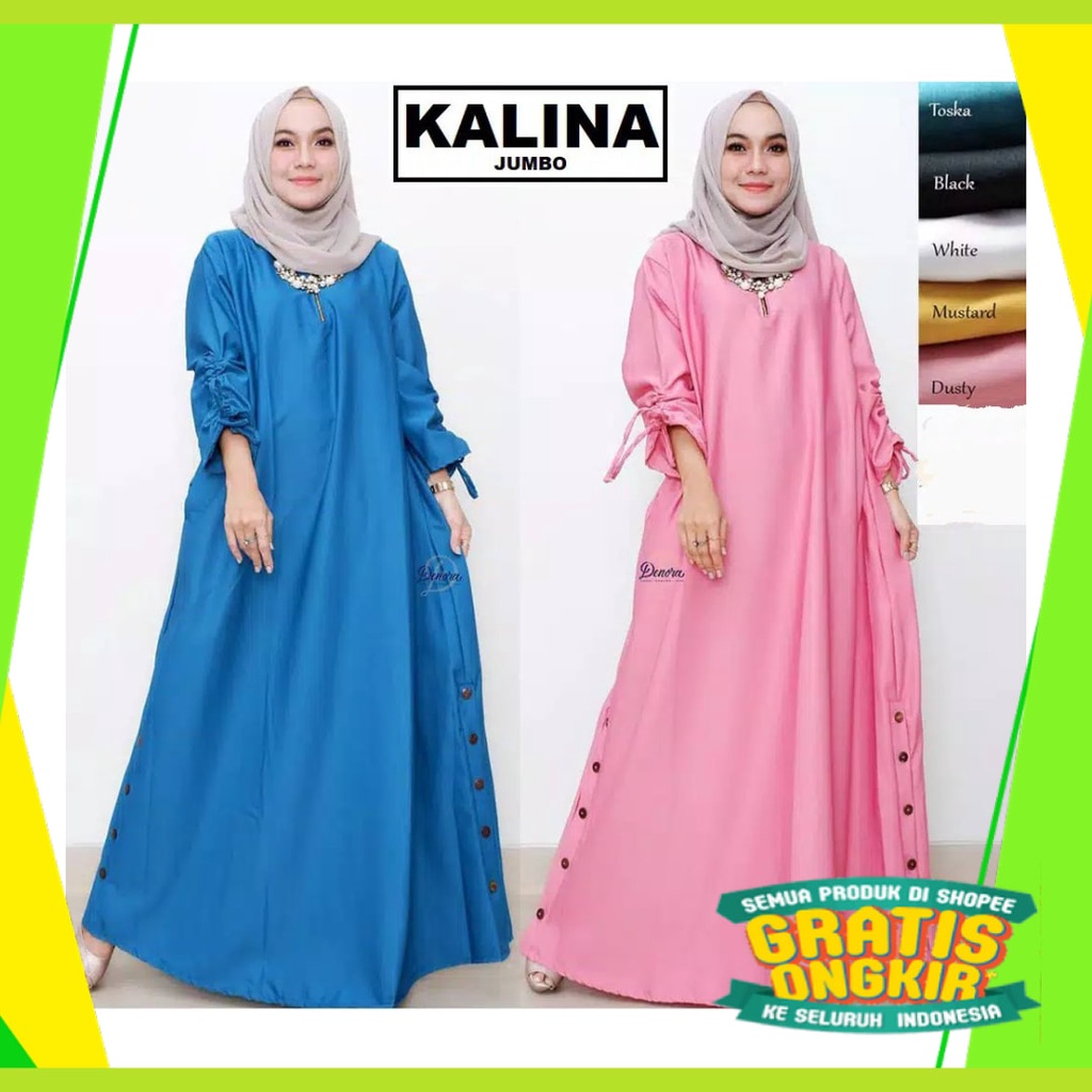 Maxi Hijau ijo Green Lumut Stabilo Lemon Jotol Botol /  KALINA JUMBO MAXY/MAXI BIGSIZE/ GAMIS 2 UKUR