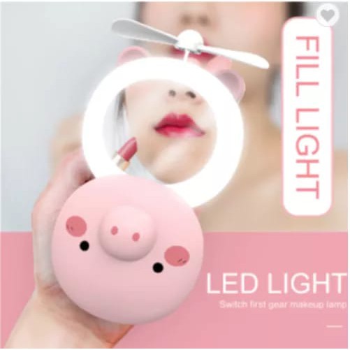 Cermin LED + Fan Portabel / Kaca Make Up 3in1 + Kipas Angin CL