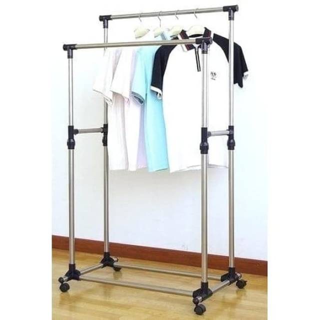 Stand Hanger Single Rak Serbaguna Dengan 4 Roda / Hanger Rak Gantung Baju Dan Rak Sepatu / Rak Single Serbaguna / Stand Hanger Single Rak Gantung Baju Dan Rak Sepatu / / Stand Hanger Gantungan Baju Gantungan Tas Dan Topi Tas Multifungsi