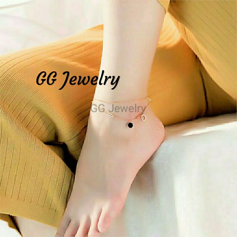 GG Gelang Kaki Dua Layer Titanium