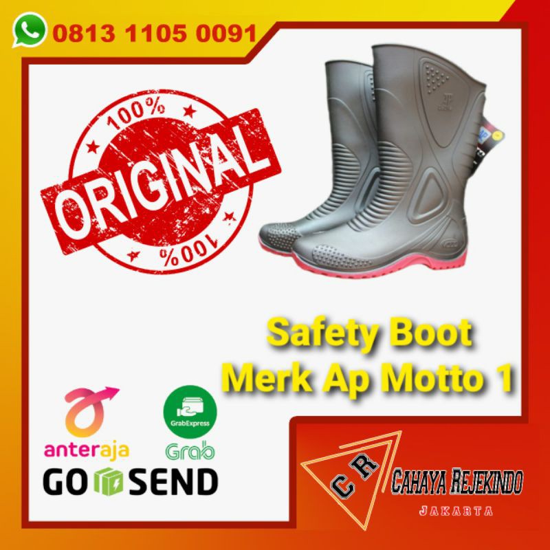 Safety Boot AP MOTO 1 Original | Sepatu Boot Karet AP Moto 1 | Ap Boots