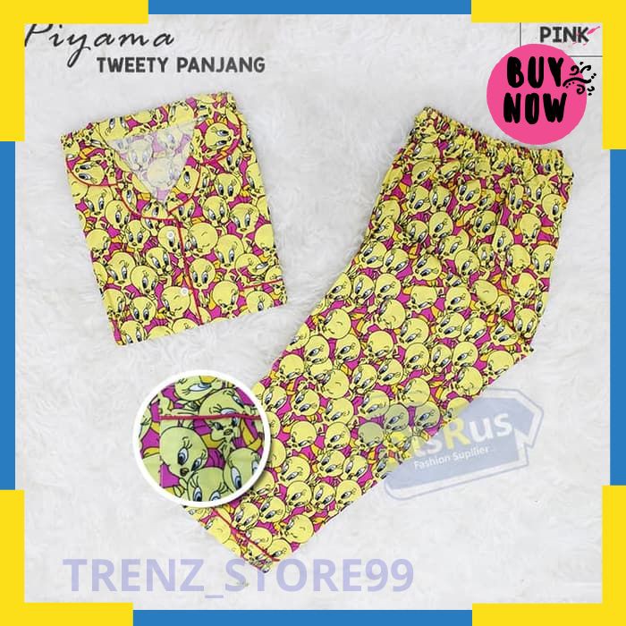 Promo CP NEW TWEETY PIYAMA CELANA PANJANG BAJU TIDUR PAJAMAS GROSIR - Biru Elegan
