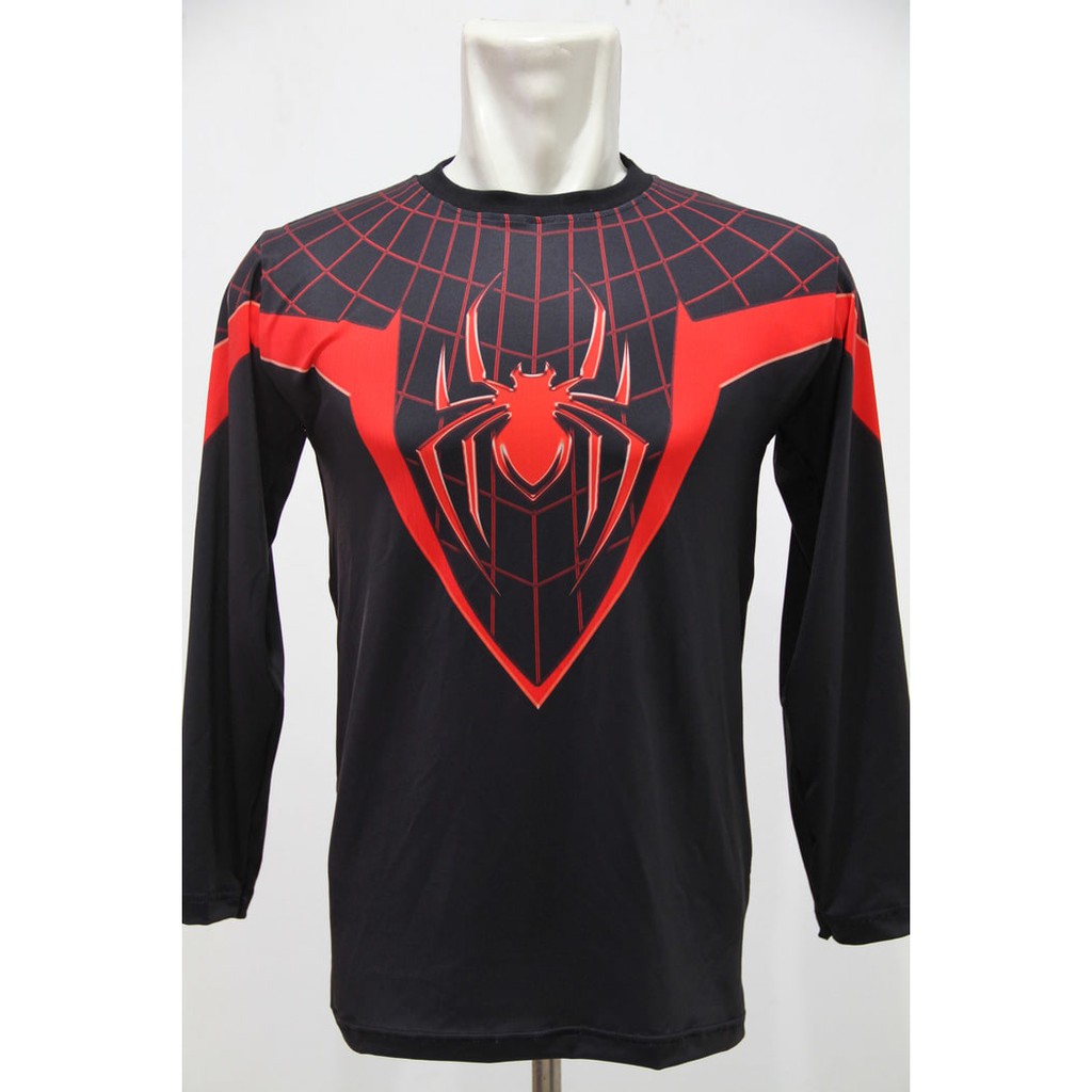 KAOS BAJU PRIA LONG SLEEVE SPIDERMAN SUPERHERO GYM FITNES SEPEDA SENAM