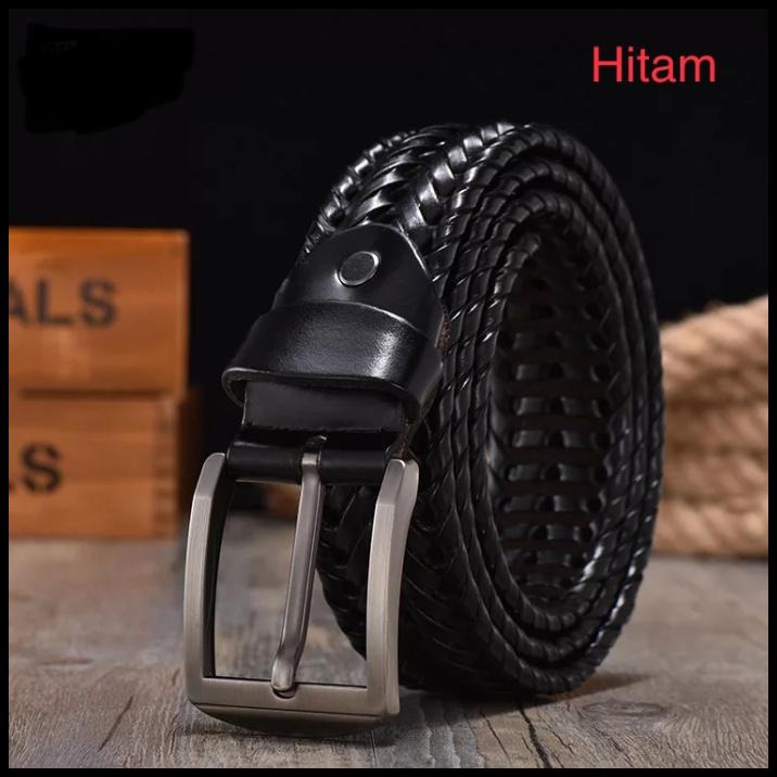 Force Welch | Sabuk Kulit Pria Ikat Pinggang Model Colok Gesper Kulit Anyam