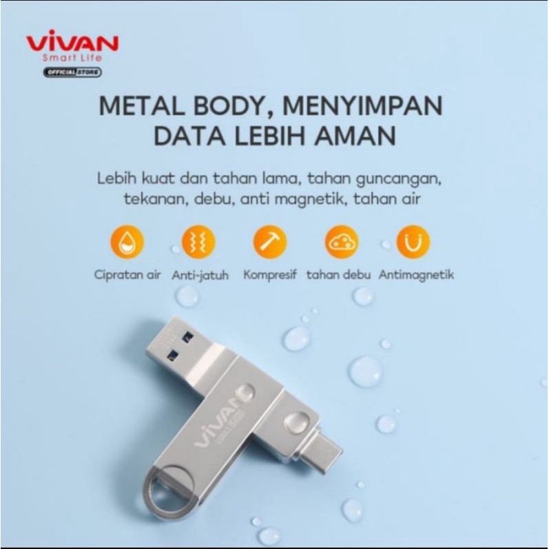 Vivan VOC232 / VOC264 Flashdisk Otg Type C - Flashdisk Vivan Otg Usb C VOC232 VOC264 2 in 1