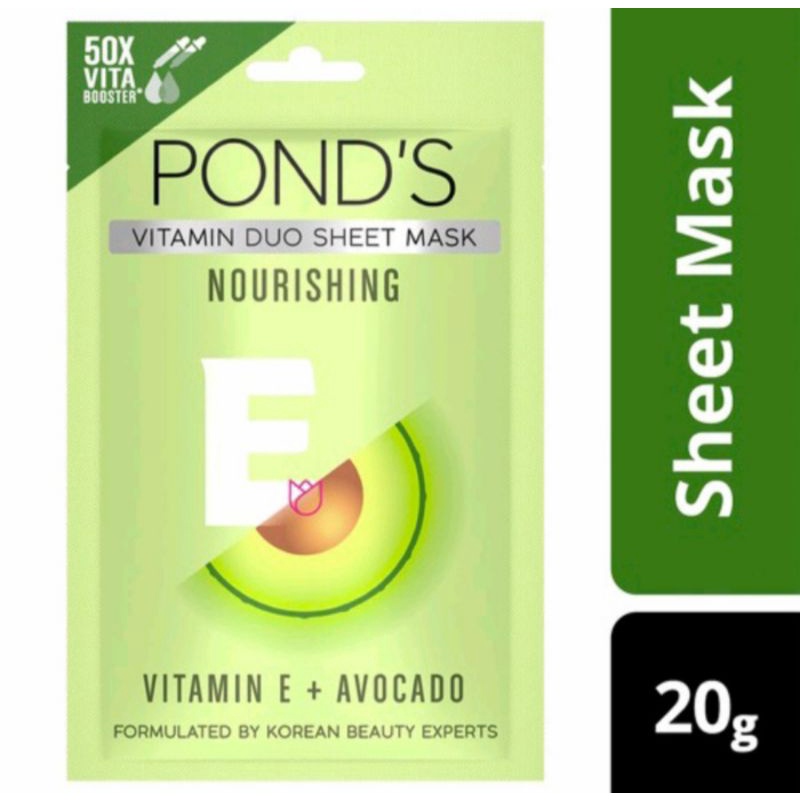 Pond's vitamin duo sheet mask/masker wajah avocado 20gr