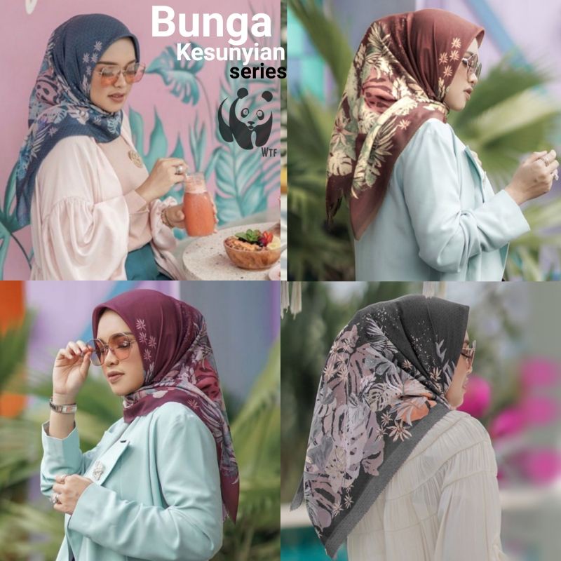 Hijab Voal Segiempat Motif || Bunga Kesunyian