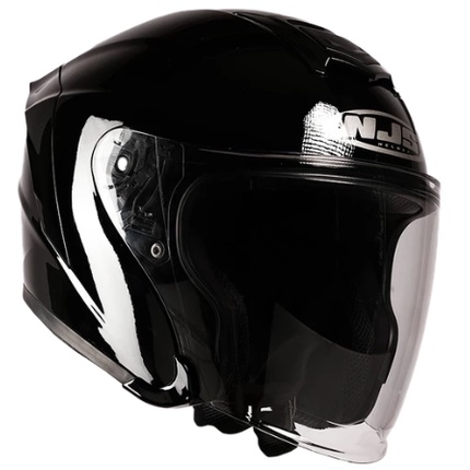 NJS KAIROZ - Helm Half Face-HITAM GLOSSY