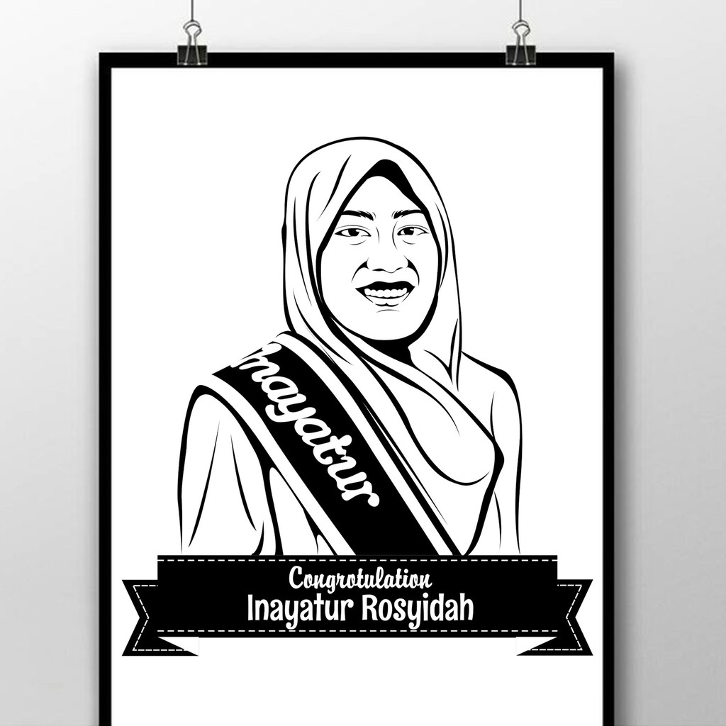 grosiramanah [TERMURAH] Siluet wajah line art kado wisuda, ulang tahun, pernikahan 20x30