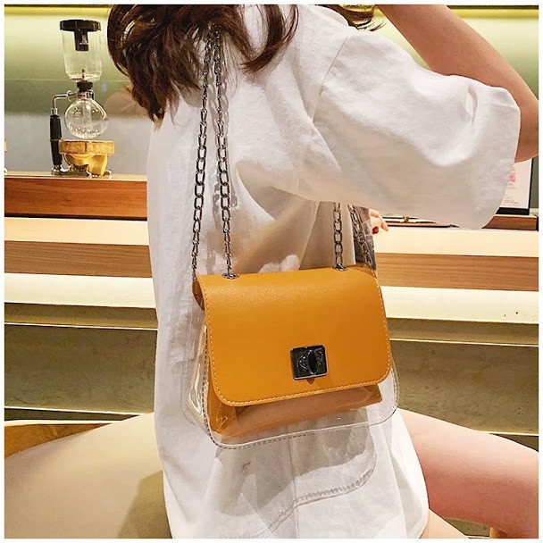 LDS 307-48 TAS SELEMPANG TRANSPARAN BAG FASHION WANITA TAS BAHU SLINGBAG FASHION IMPORT