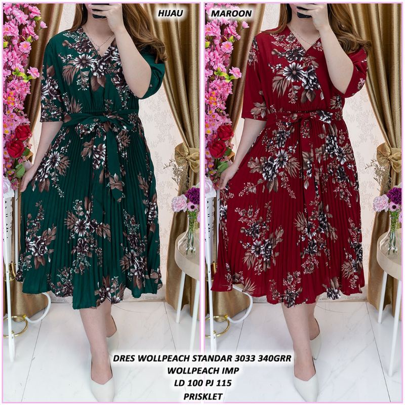 MIDI DRESS PLISKET DRESS TUNIK BANGKOK DRES NATAL BAJU KE GEREJA ASD 30333