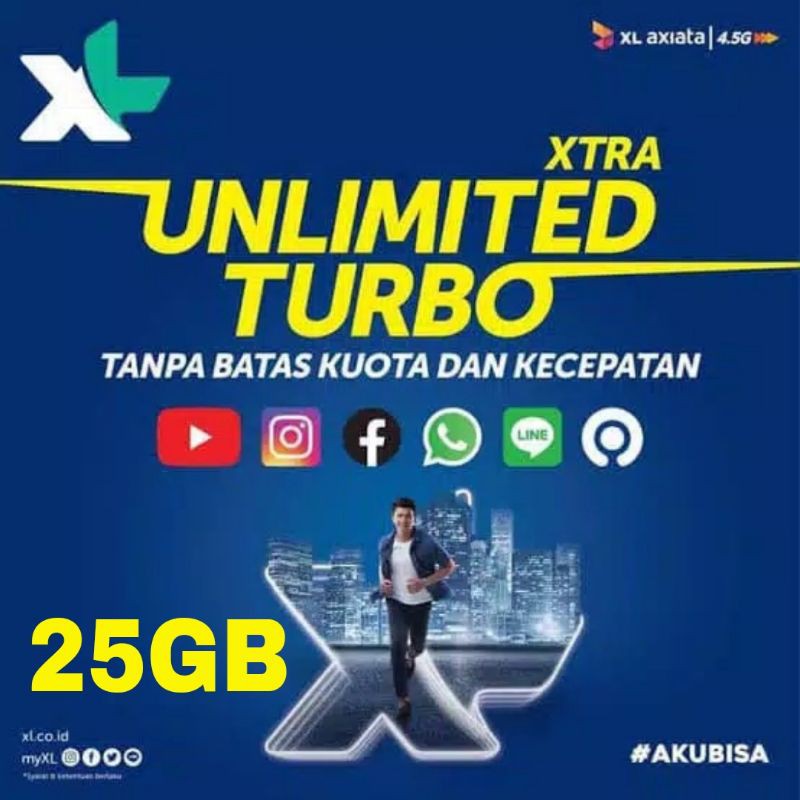 KARTU PERDANA XL 25GB + UNLIMITED TURBO
