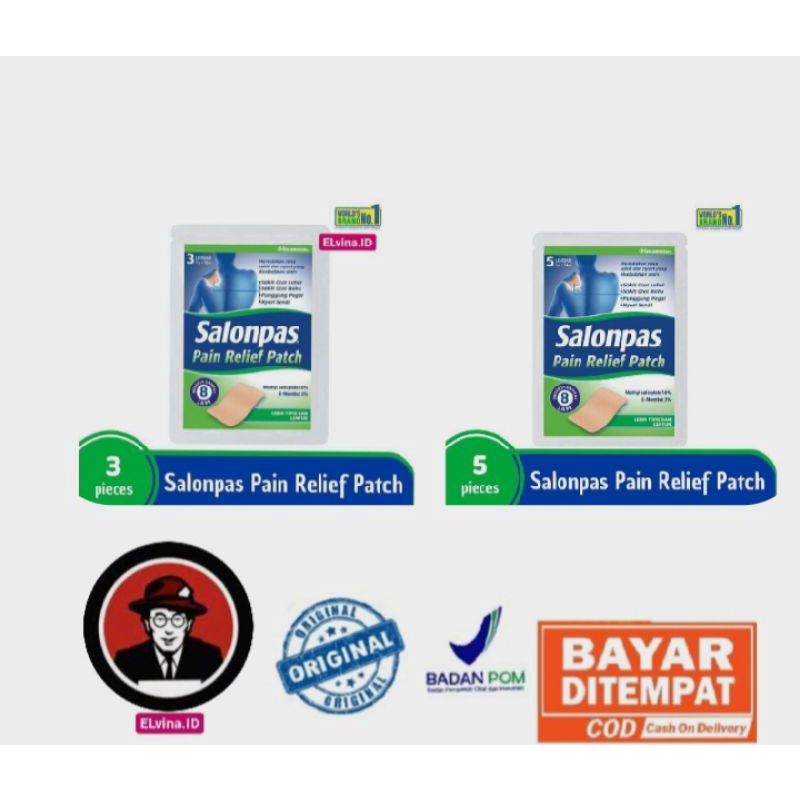 [PROMO TERMURAH] SALONPAS Pain Relief Patch Pereda Nyeri isi 3 &amp; 5 Lembar