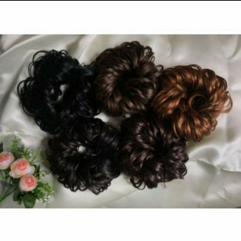 iket rambut karet ulir/iket rambut kekinian/iket rambut cepolan-hitam