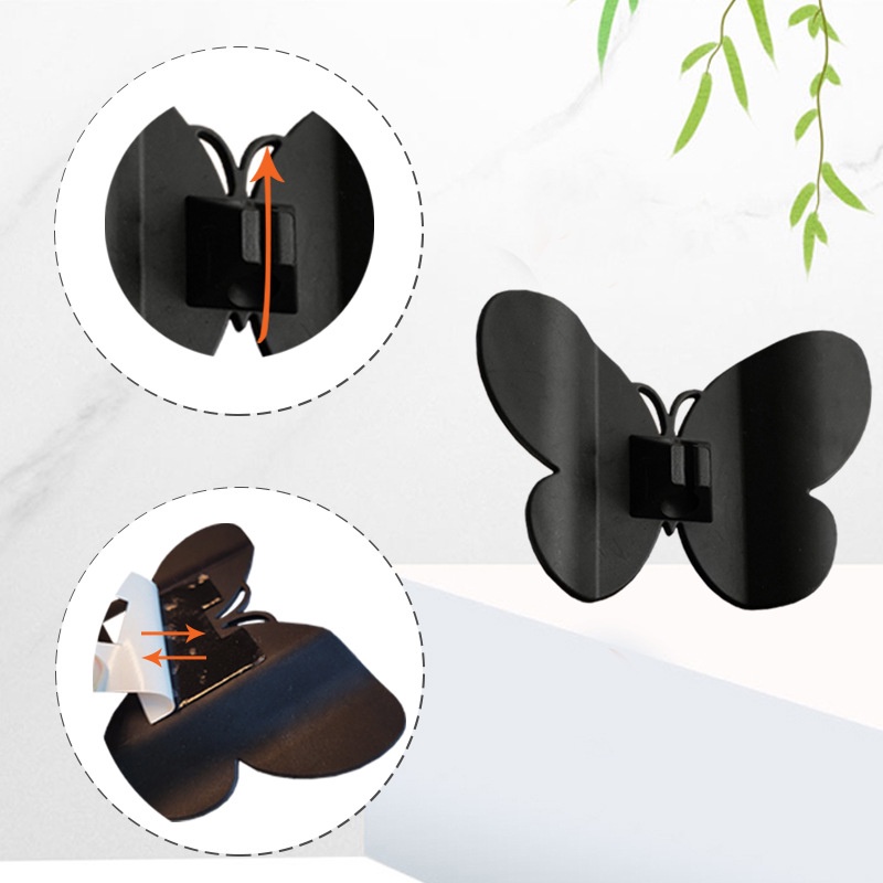 2pcs Klip Holder Kabel Listrik Model Butterfly Dengan Perekat Untuk Dapur