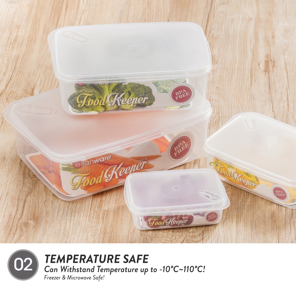 Elianware Transparent Square BPA Free Airtight Food Container 430 ml E-1631
