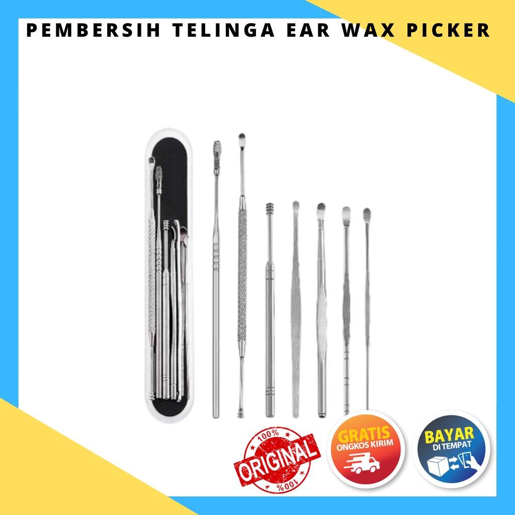 Pembersih Telinga Korek Kuping Ear Wax Picker 7 PCS Silver