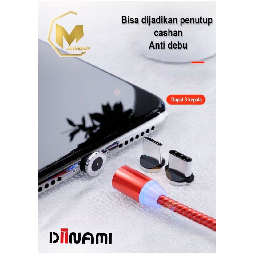 BM017 Kabel cable DIINAMI charger Cashan casan magnet magnetic 3in1 Micro iPhone tipe c fast charging 2.4A MA2118