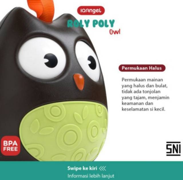 IQ Angel Roly Poly Owl Chime Rattle  Baby Toys Mainan Bayi Edukatif