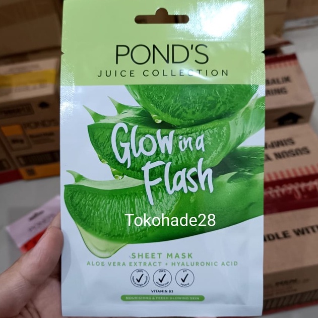 Pond's Juice Collection Sheet Mask Watermelon Orange Aloevera 20gr Ponds Glow in a Flash Mask