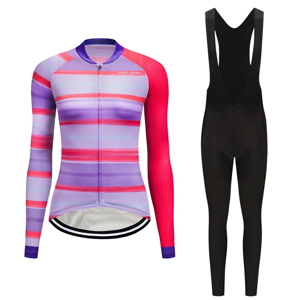 CYCLING SET JERSEY SEPEDA BIB LENGAN CELANA PANJANG WOMAN WANITA BAJU - EPINK NEW