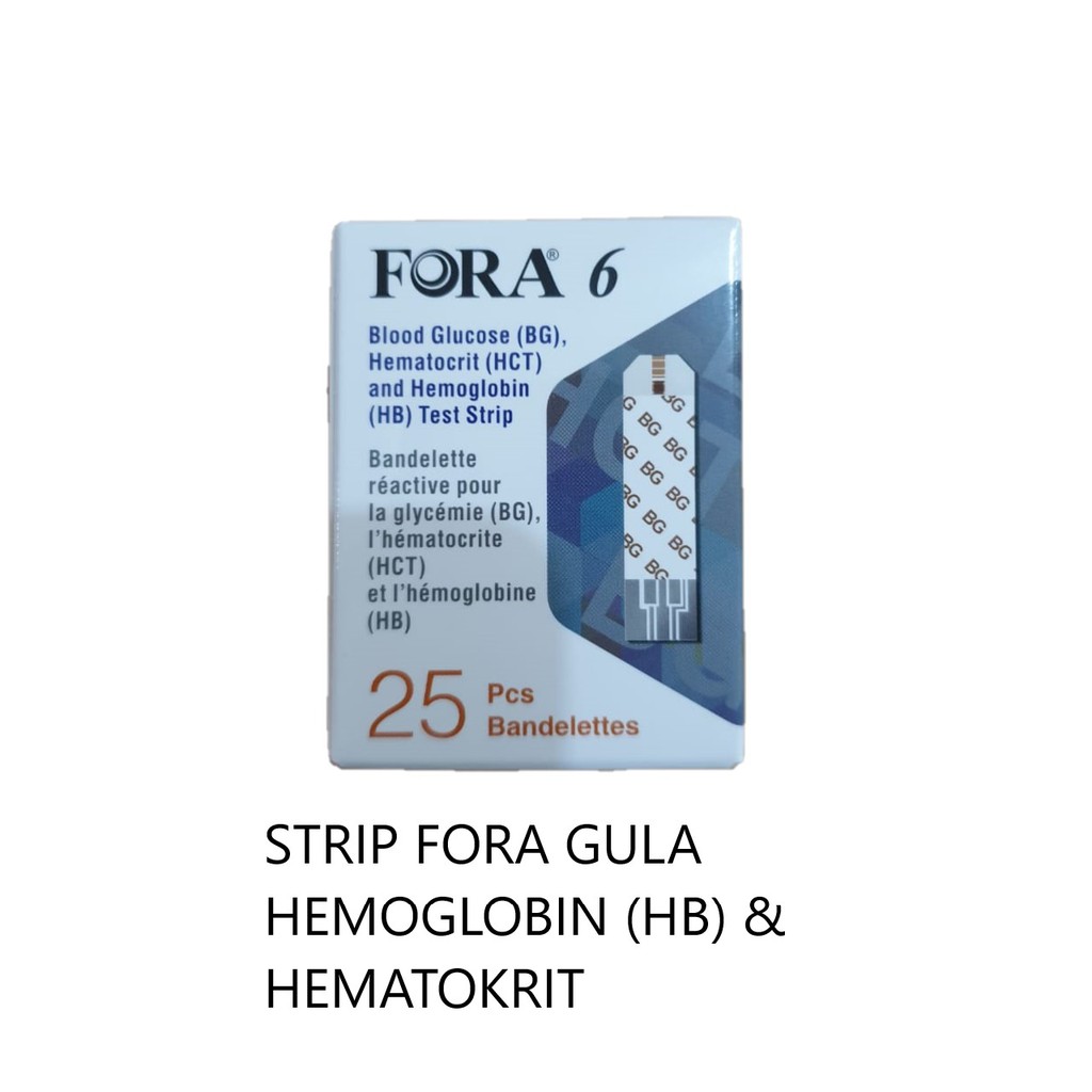 STRIP GULA HEMOGLOBIN HEMATOKRIT FORA 6 IN 1 . STIK GULA HB HT FORA