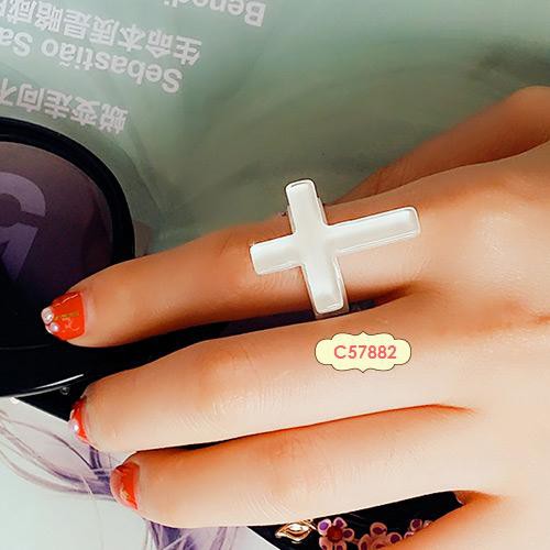 LRC CincinFashion Cross Decorated Simple Design Resin Korean Rings