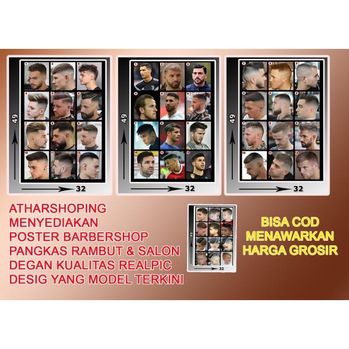Poster Pangkas Rambut Barbershop Dan Salon Paket 4 Lembar ABCD