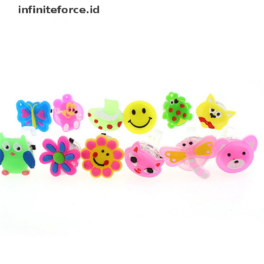 (Infiniteforce.Id) 5pcs / Set Cincin Jelly Motif Kartun Aksen Lampu Led Untuk Anak Perempuan