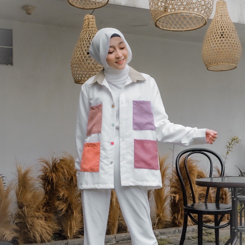 (LAST STOK) ORSA BLOCK COLOR PATTERN SHIRT | KEMEJA WANITA | PATTERN SHIRT-4Color