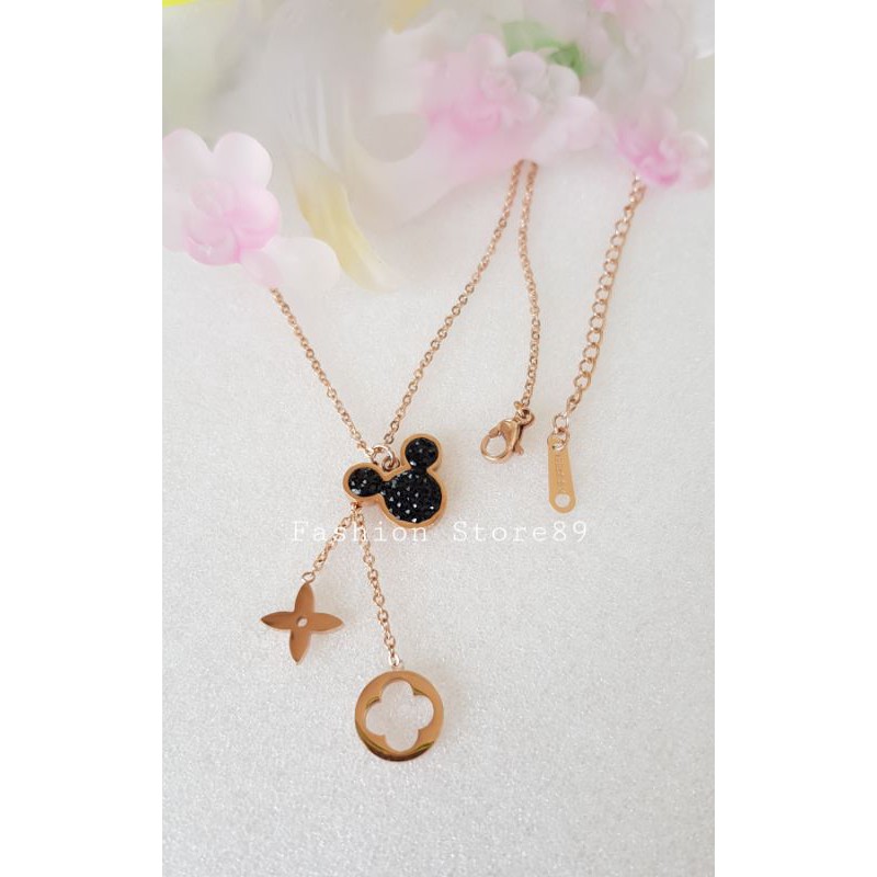New Kalung Mickey titanium Rosegold Antikarat Selamanya kalung bestseller import bestquality